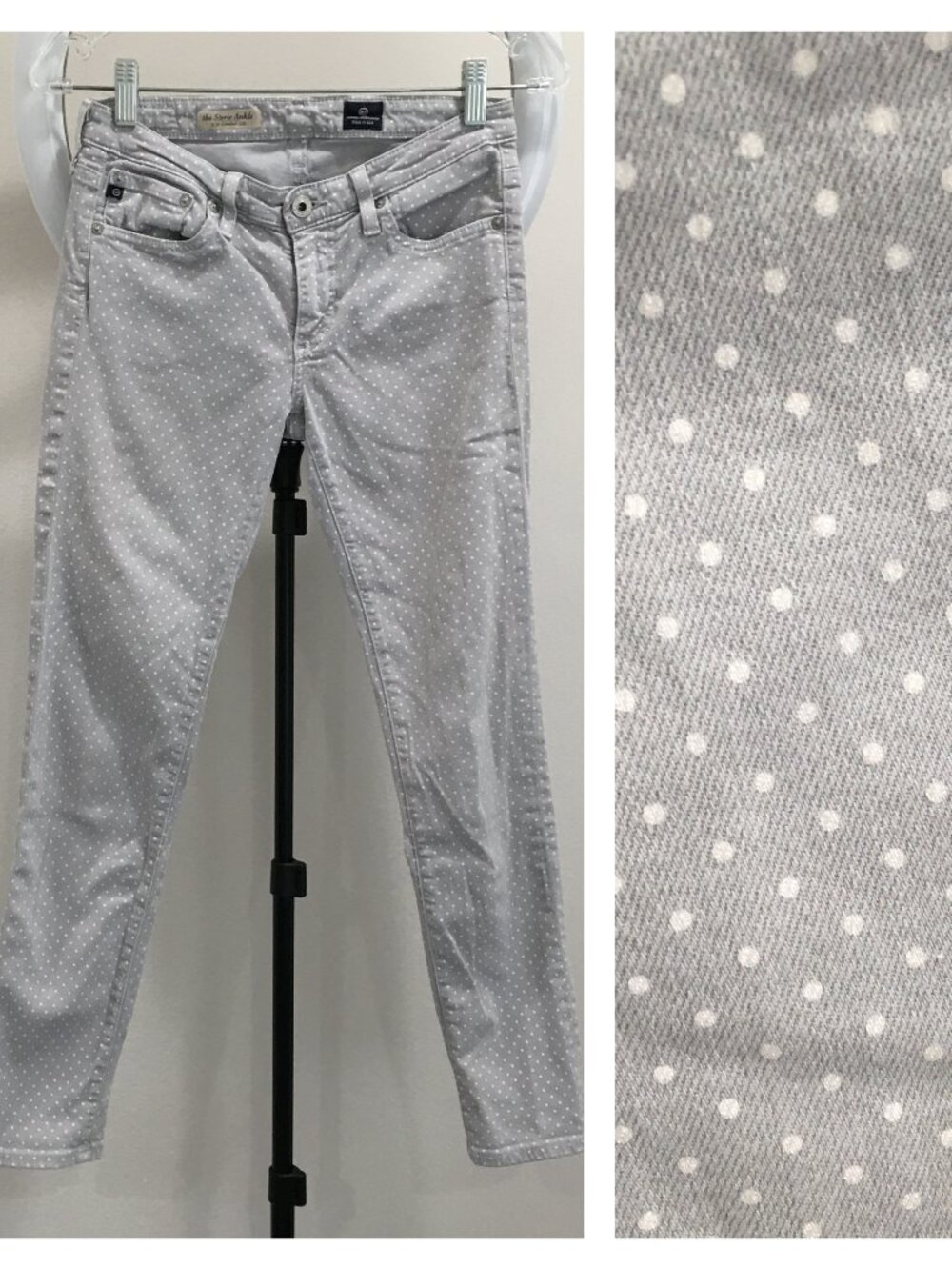AG ADRIANO GOLDSCHMIED sz 26 Mini Polka Dot The Stevie Ankle Slim Straight Jeans